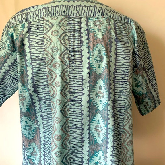 Vintage Cooke Street Hawaiian TIKI Short Sleeve Shirt L Geometric FLORAL Tribal - Picture 3 of 7